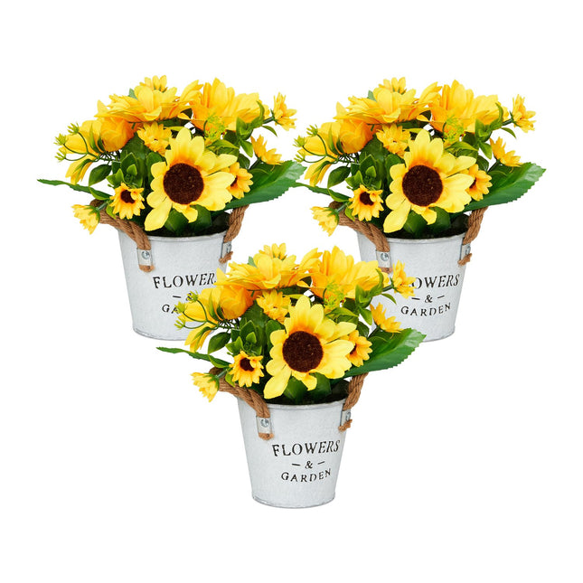 Künstliche Sonnenblumen 3er-Set – Dekorative Töpfe