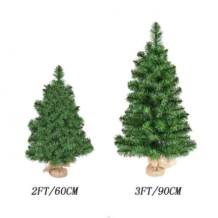 Künstlicher Weihnachtsbaum für den Tisch, 90 cm, Jutesack-Basis, unbeleuchtet
