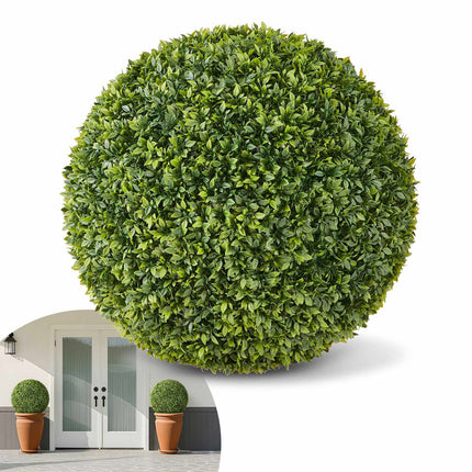 Artificial Topiary Ball, 23-Inch Faux Boxwood, Green