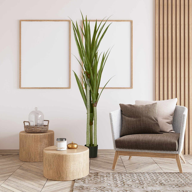 Künstliche Yucca-Pflanze, 190 cm, für drinnen/draußen, pflegeleicht