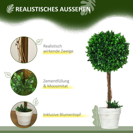 Artificial boxwood plants, UV resistant, 60 cm, set of 2