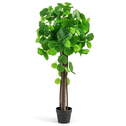 Artificial crabapple tree in a pot with real wooden trunk and adjustable branches. Artificial plant