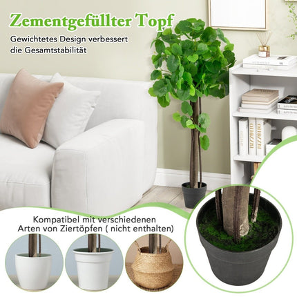 Artificial crabapple tree in a pot with real wooden trunk and adjustable branches. Artificial plant