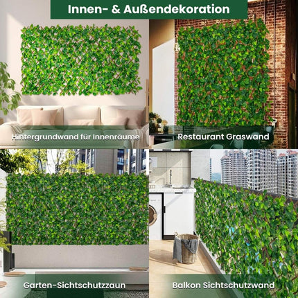 Künstlicher Efeu, Sichtschutz für den Garten, Wandhecken mit grünem Efeu