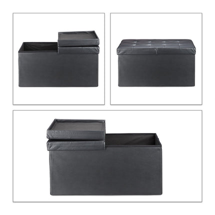 Artificial leather bench with folding lid