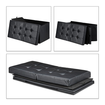 Artificial leather bench with folding lid