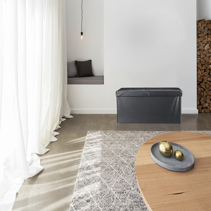 Artificial leather bench with folding lid