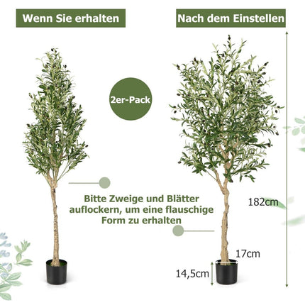 Artificial olive tree with 1296 leaves & 72 fruits olive plants 182 cm