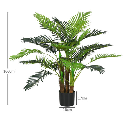 Künstliche Palme, 100 cm mit 27 Zweigen, Deko für Innen/Außen