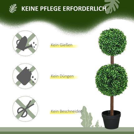 Künstliche Buchsbäume, 90 cm, UV-beständig, 2er-Set