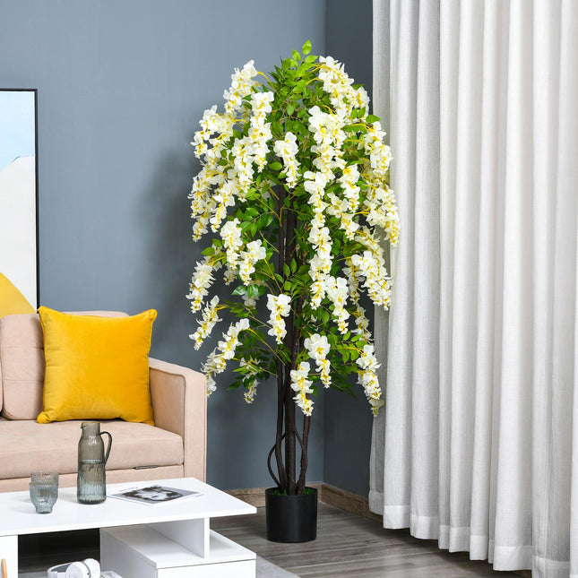 Artificial plant with white wisteria, 1.65 m high