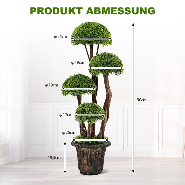 Künstlicher Formschnittbaum aus Zedernholz Deko Kunstbaum 90 cm