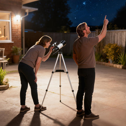 Astronomický dalekohled, 70mm objektiv, 400mm, AZ montáž, stativ