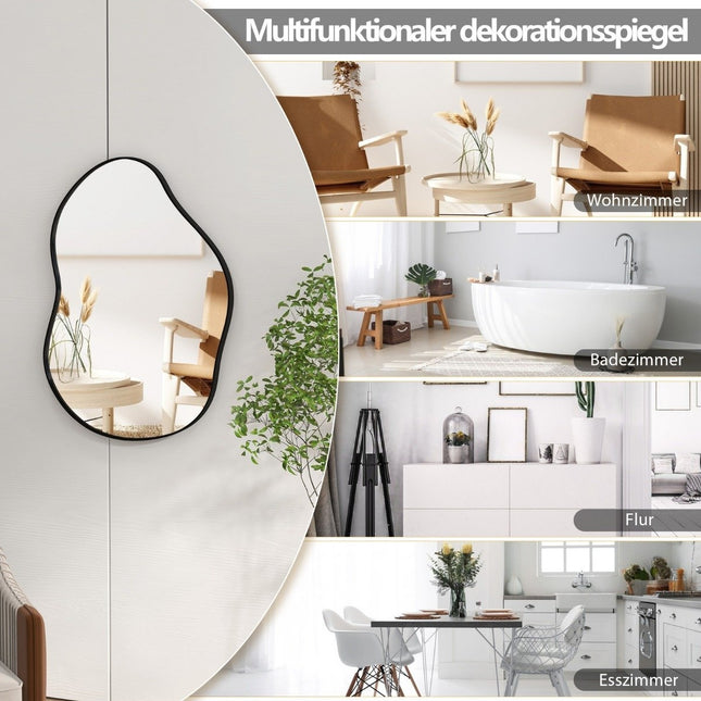 Asymmetrischer Wandspiegel, 78x56,5 cm, Schwarz, HD-Reflexion