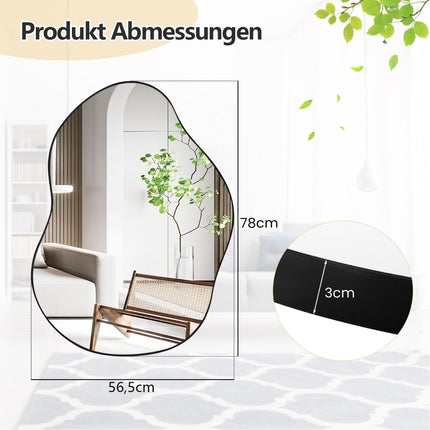 Asymmetrischer Wandspiegel, 78x56,5 cm, Schwarz, HD-Reflexion