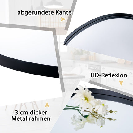Asymmetrischer Wandspiegel, 78x56,5 cm, Schwarz, HD-Reflexion