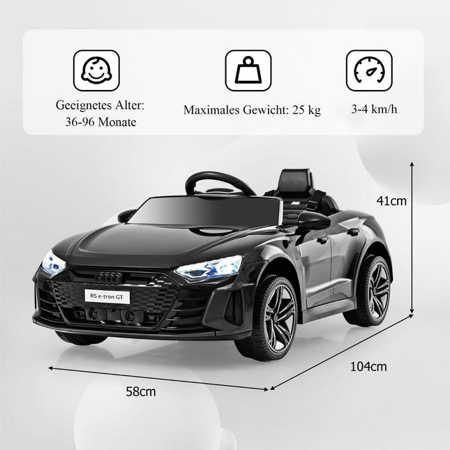 Audi RS Kinder Elektroauto mit 2,4 G Fernbedienung mit Musik und Scheinwerfern schwarz