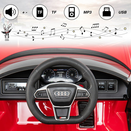 Audi RS Kinder Elektroauto mit 2,4 G Fernbedienung mit Musik und Scheinwerfern rot
