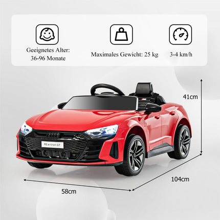 Audi RS Kinder Elektroauto mit 2,4 G Fernbedienung mit Musik und Scheinwerfern rot