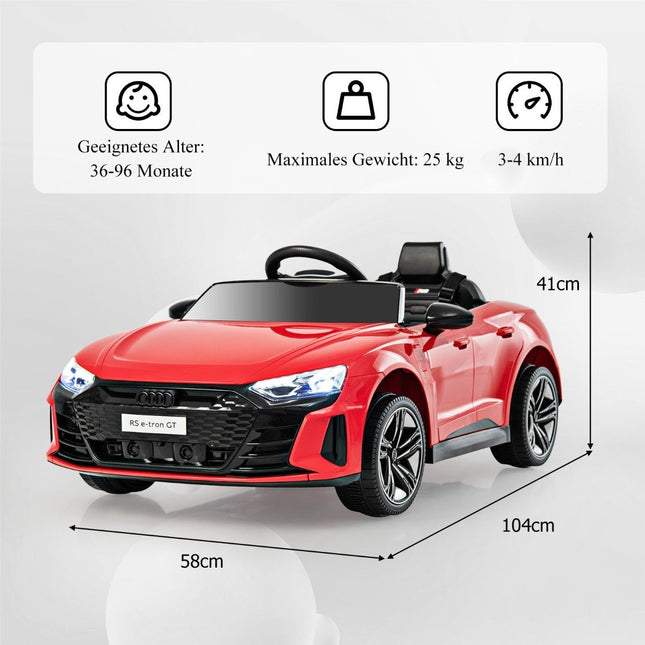 Audi RS Kinder Elektroauto mit 2,4 G Fernbedienung mit Musik und Scheinwerfern rot