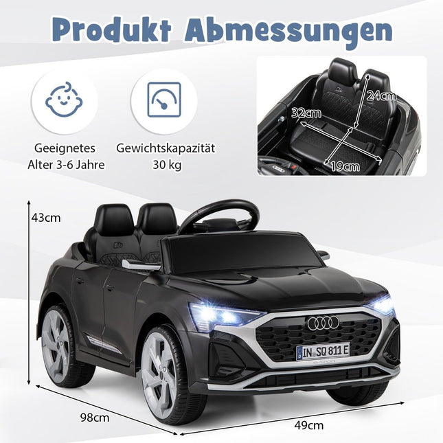 Audi SQ8 Elektro-Kinderauto, 12V, Fernsteuerung, Schwarz