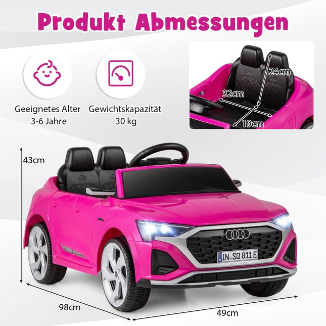 Audi SQ8 Kids Electric Car, 12V, Remote Control, Pink