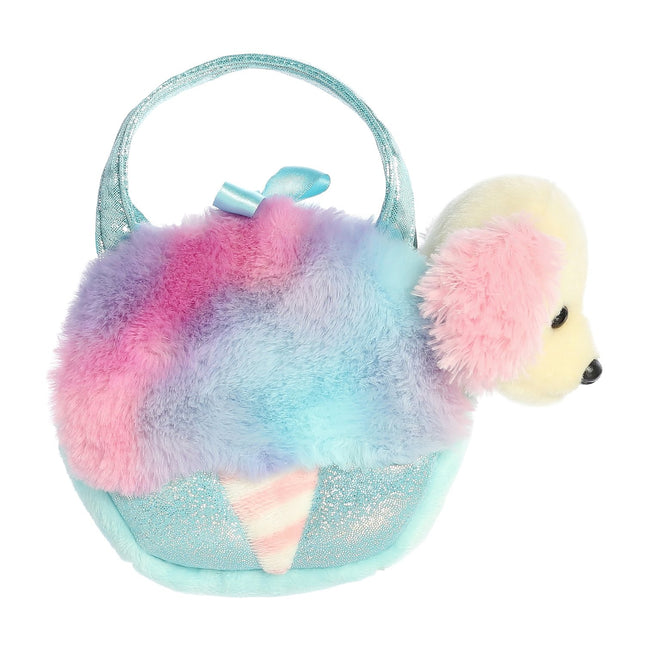 Aurora Fancy Pals pluchen hond in een suikerspinzakje, 20 cm