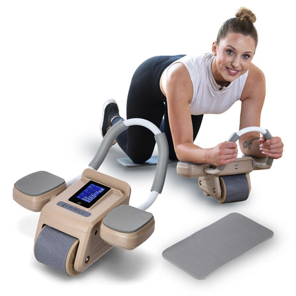 Automatisches Bauchtrainingsrad, LCD-Display, Braun