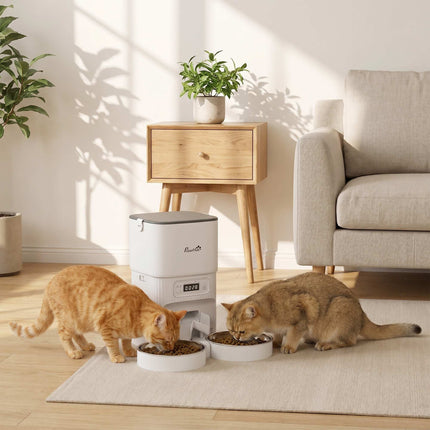 Automatischer Katzenfutterautomat, 4L Timer, 2 Edelstahlnäpfe