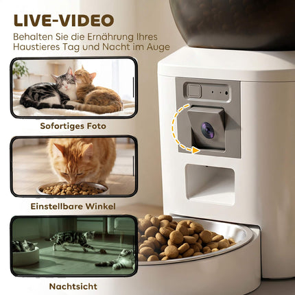 Automatic Cat Feeder with Camera, 4L, 2.4GHz WiFi, App Control