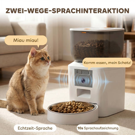 Automatic Cat Feeder with Camera, 4L, 2.4GHz WiFi, App Control