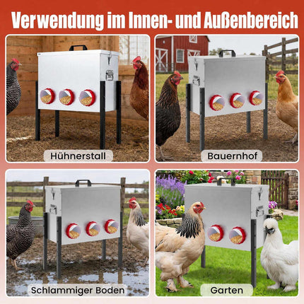 Automatic Chicken Feeder, 26L, 6 Openings, Adjustable Height