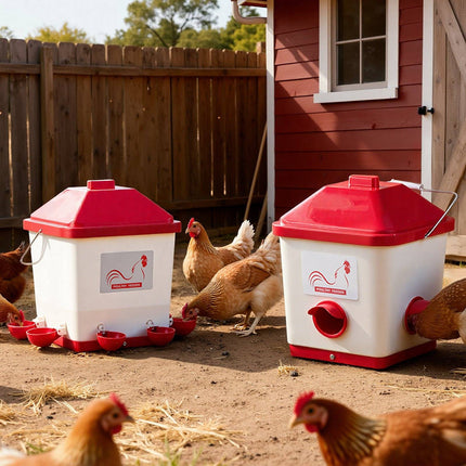 Automatic Chicken Feeder And Waterer Set, 40 lb, 5 Gal