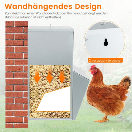 Automatic Poultry Feeder, 22kg Capacity, Galvanized Metal