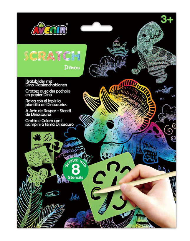 Avenir Kratz-Set mit Schablone: Dinos
