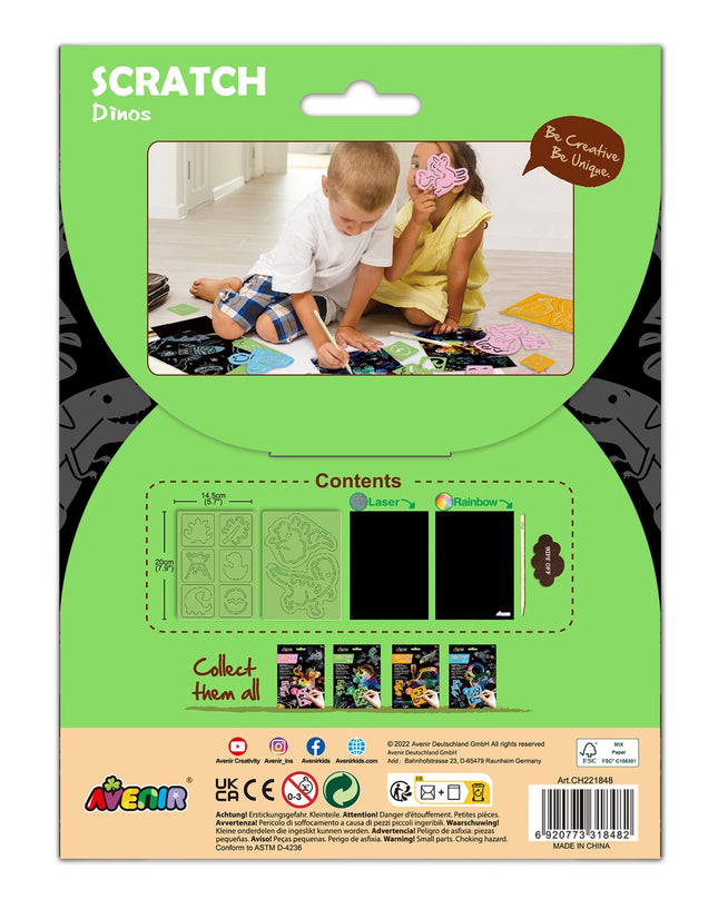 Avenir Kratz-Set mit Schablone: Dinos