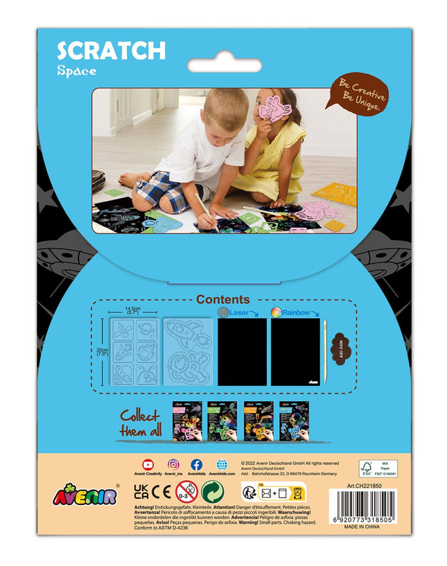Avenir Kratzbild-Set mit Schablone: Weltall