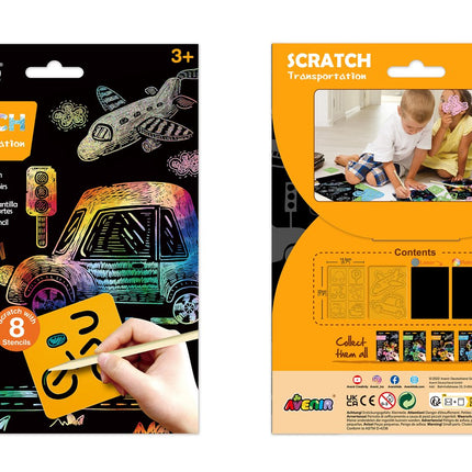 Avenir Kratzbild-Set mit Schablone: Fahrzeuge