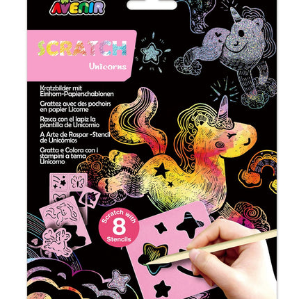 Avenir Scratch Set With Stencil: Unicorns