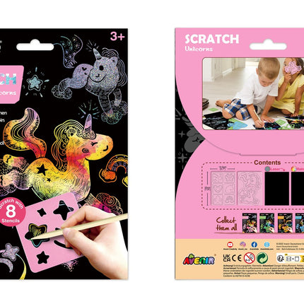 Avenir Scratch Set With Stencil: Unicorns