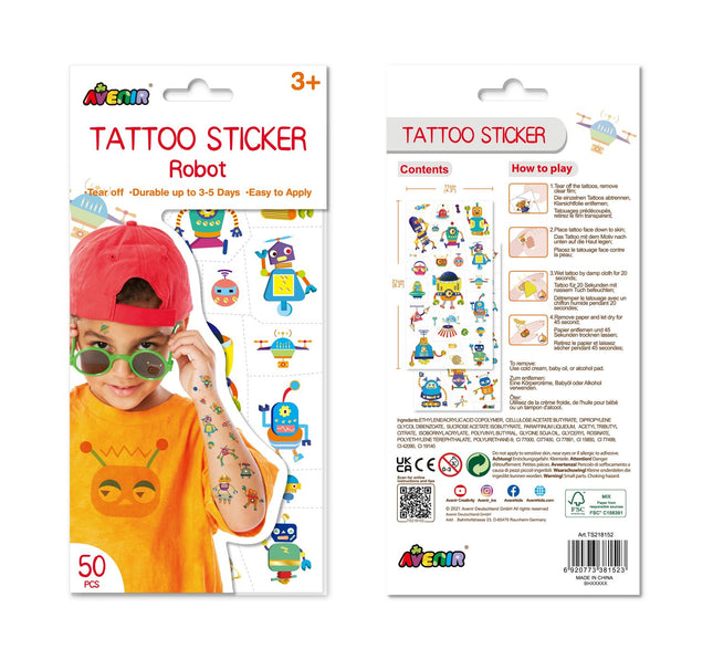 Avenir Tattoo Aufkleber Roboter