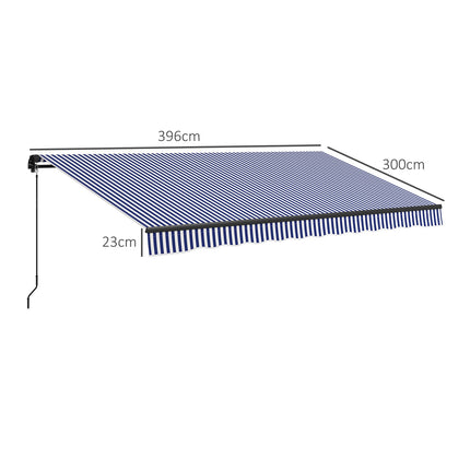 Wandmarkise für Balkon 4x3m, blau-weiß gestreift