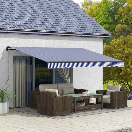 Wandmarkise für Balkon 4x3m, blau-weiß gestreift
