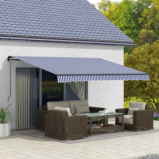 Wandmarkise für Balkon 4x3m, blau-weiß gestreift