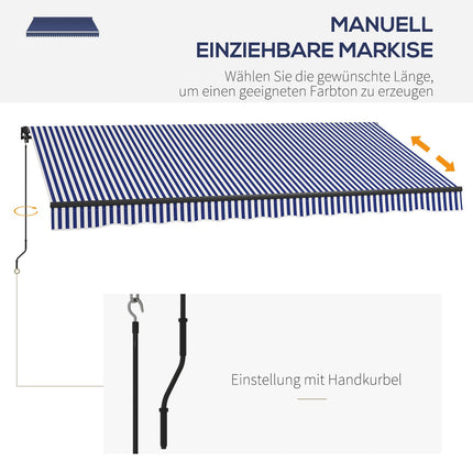Wandmarkise für Balkon 4x3m, blau-weiß gestreift