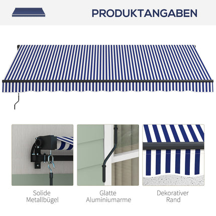 Wandmarkise für Balkon 4x3m, blau-weiß gestreift