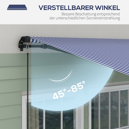 Wandmarkise für Balkon 4x3m, blau-weiß gestreift