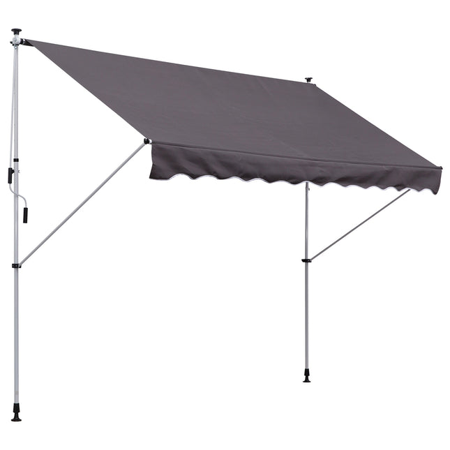 Folding arm awning in aluminium, hand crank, 300x150Cm Grey