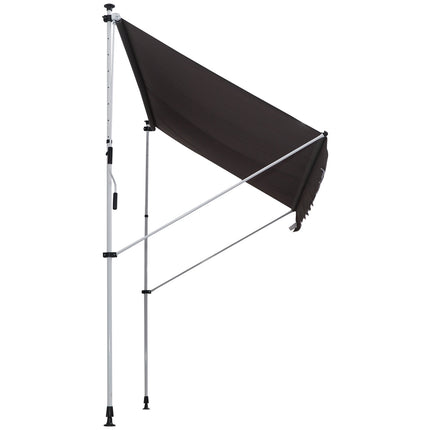 Folding arm awning in aluminium, hand crank, 300x150Cm Grey