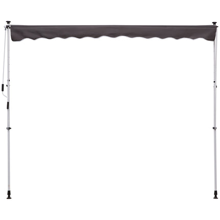 Folding arm awning in aluminium, hand crank, 300x150Cm Grey